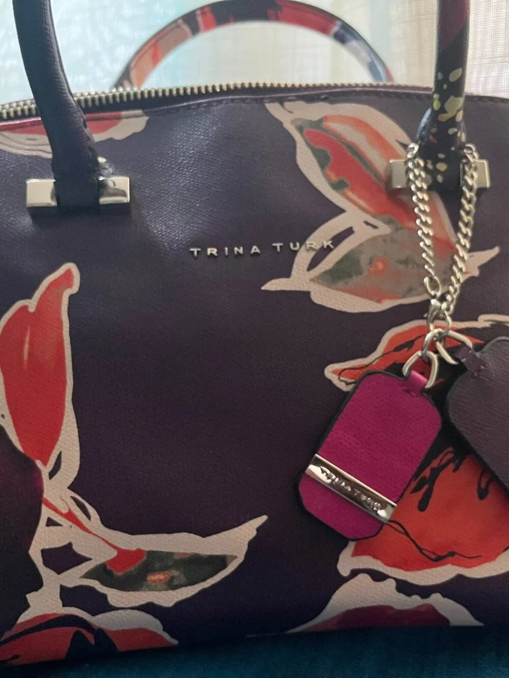 NEW Trina Turk Floral Satchel - Purple/Pink